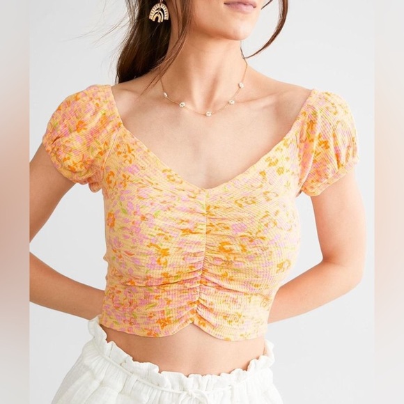 BILLABONG ~ Pretty Sweet Cropped Top Peach Punch NWT Large - Picture 1 of 10